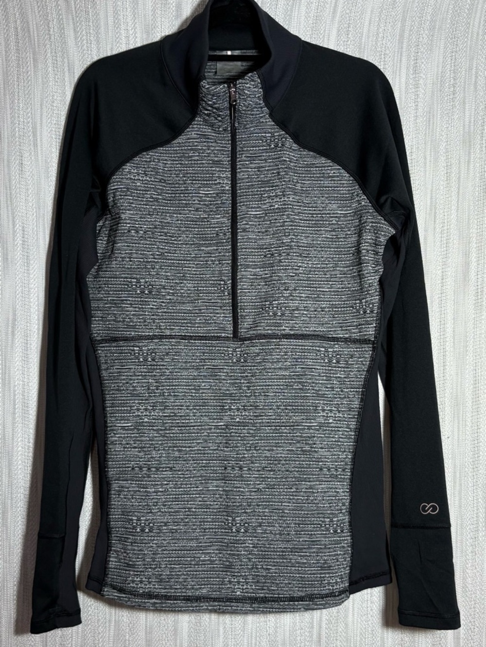 CALIA by Carrie Underwood Black and Gray Half-Zip Long Sleeve Top